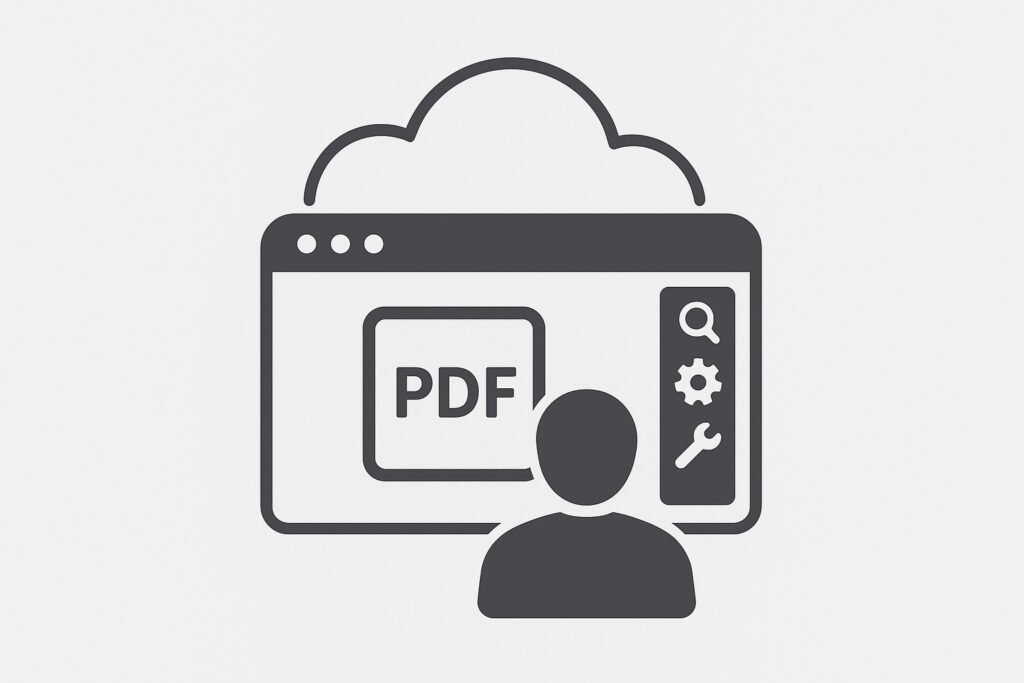 Cloud-based interface with user accessing PDF tools online